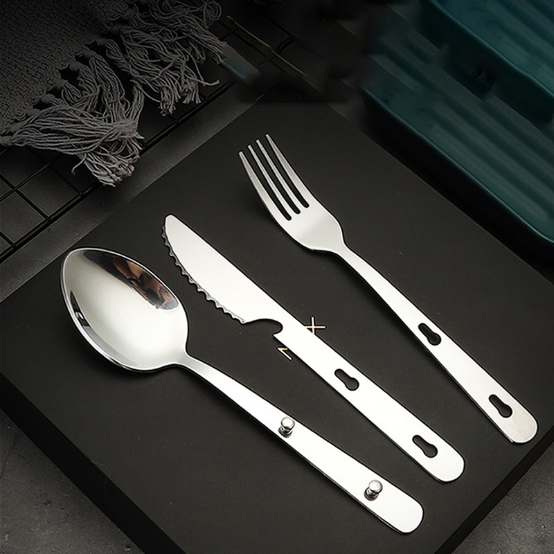 Camping Cooking Knife Set - 3개/세트 야외 휴대용 스테인레스 스틸 식기류