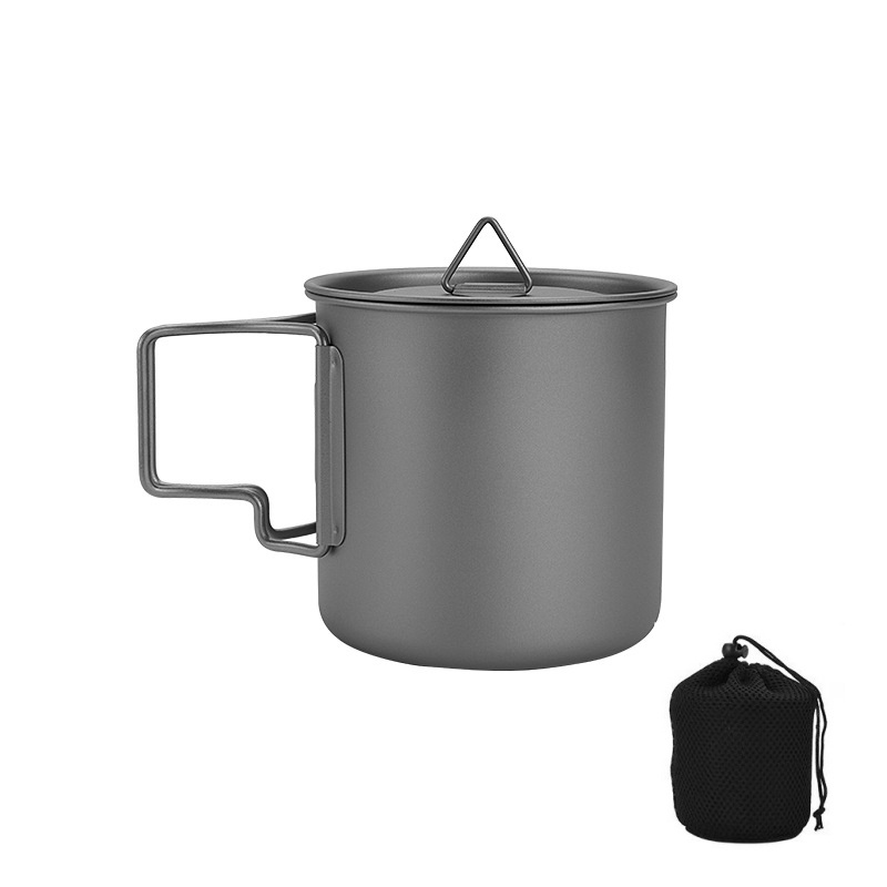 Camping Cooking Hardware - 접이식 손잡이가 있는 티타늄 캠핑 머그,