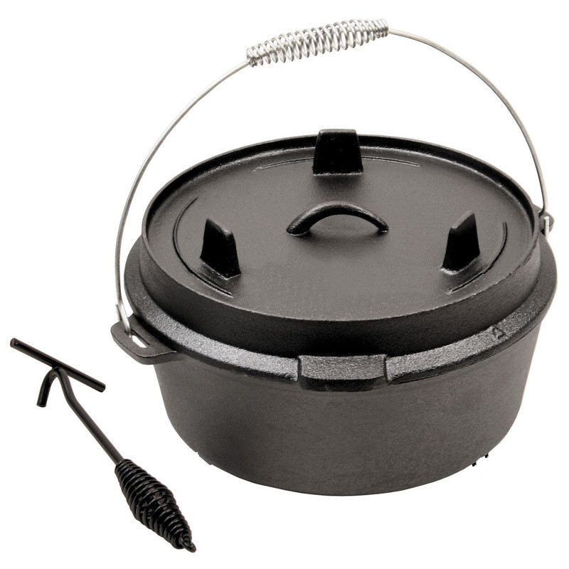 Camping Cooking Dutch Oven - 25cm 캠프 더치 오븐 사전 양념된