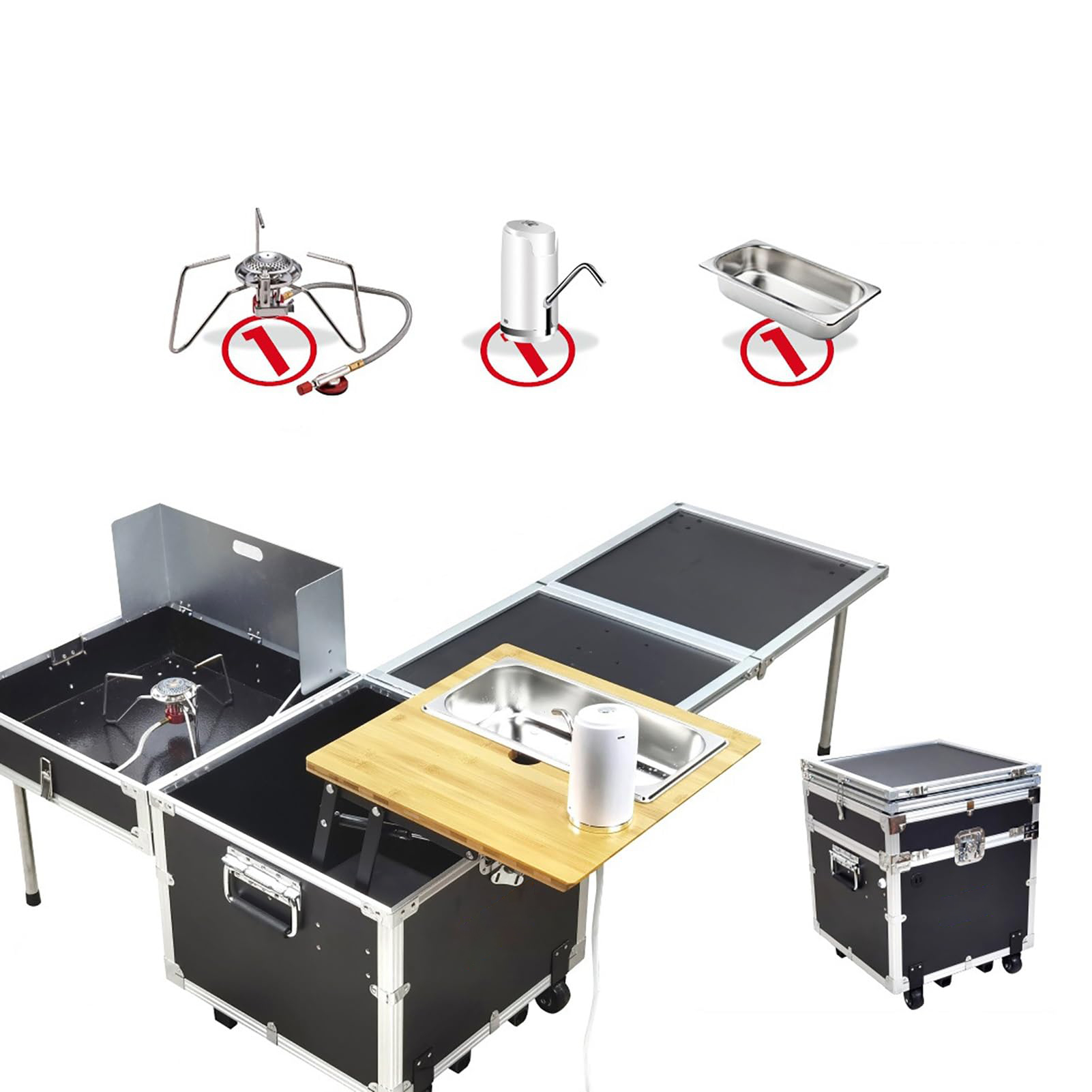 Camping Cooking Box Set - 야외 캠핑 요리 세트 캠핑 이동식