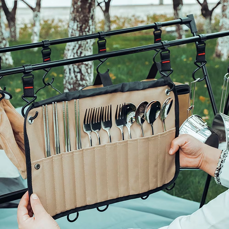 Camping Cooking Utensils Storage - 휴대용 야외 식기 보관 가방 스테인레스
