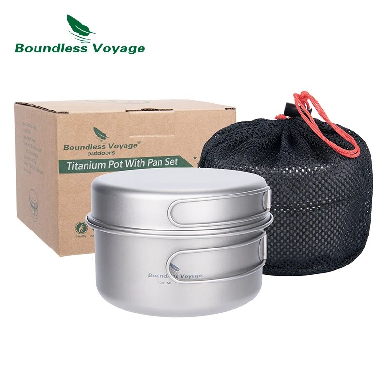 Camping Cooking Set Compact - 무한한 항해 티타늄 냄비 팬 세트(접이식