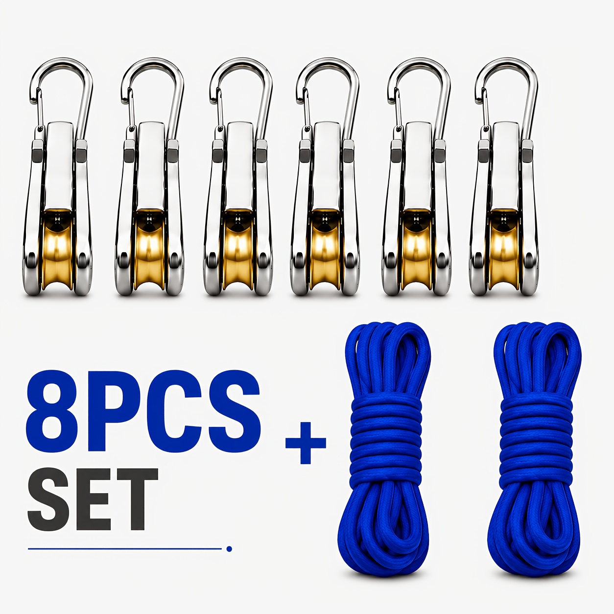Camping Cooking Utensils Kit - 롤러 텐셔너가 포함된 4/6/8개 로프 세트,