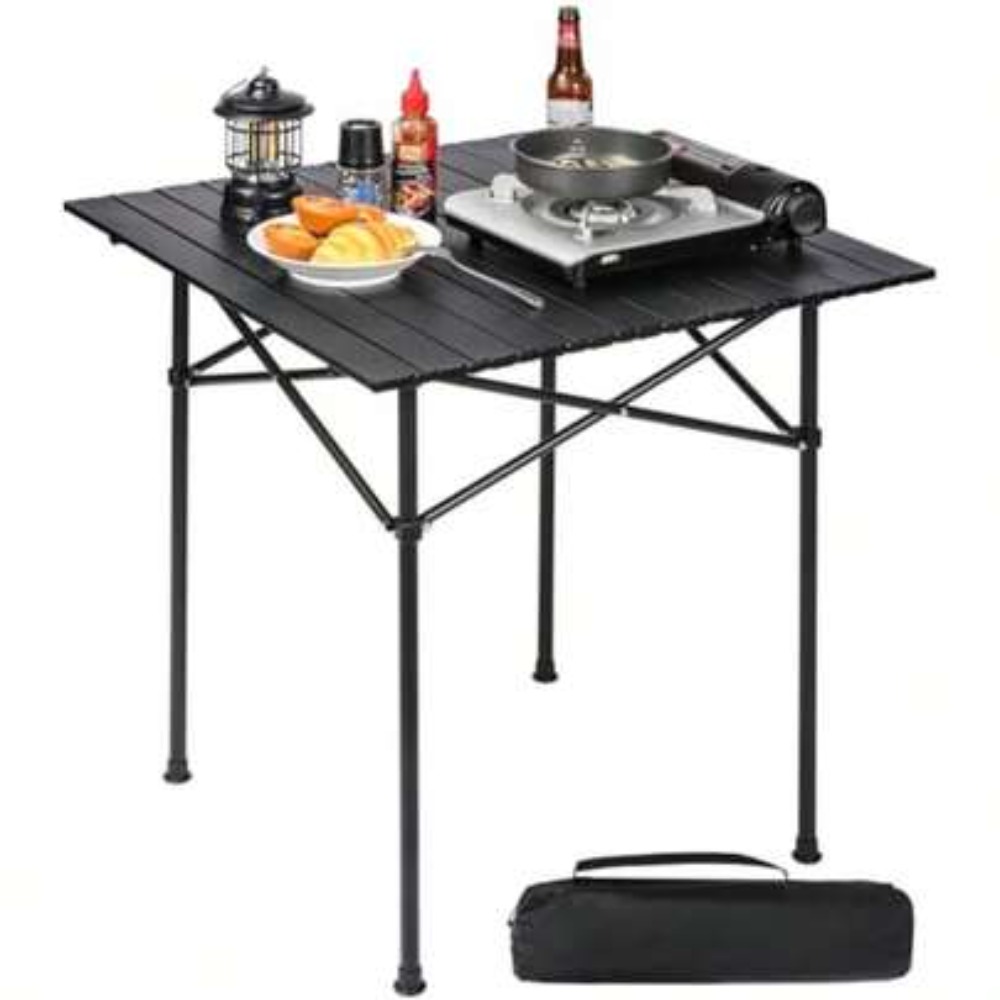 Camp Grill Portable Folding - 롤업 캠핑 테이블 사각형 28x28인치 경량