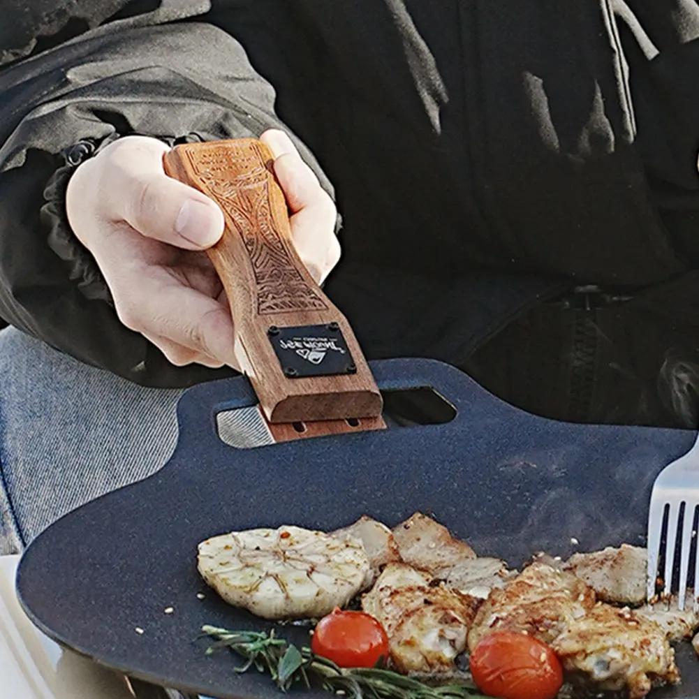 Camping Cooking Hardware - 야외용 천연 나무 그릴 팬 손잡이