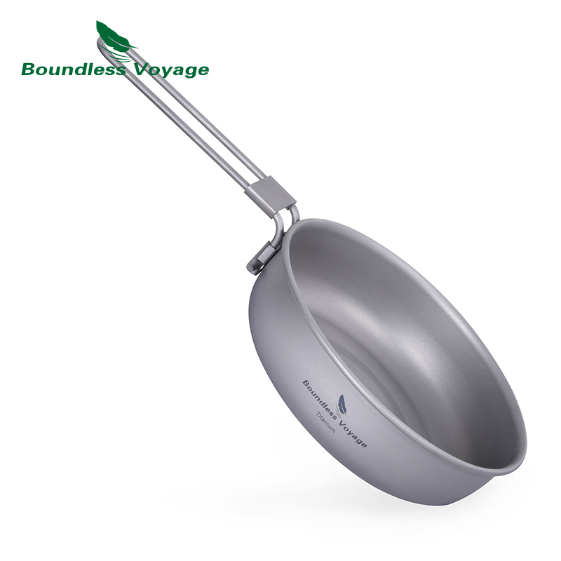 Camping Cooking Set Compact - 무한 항해 접이식 손잡이가있는 초경량 티타늄