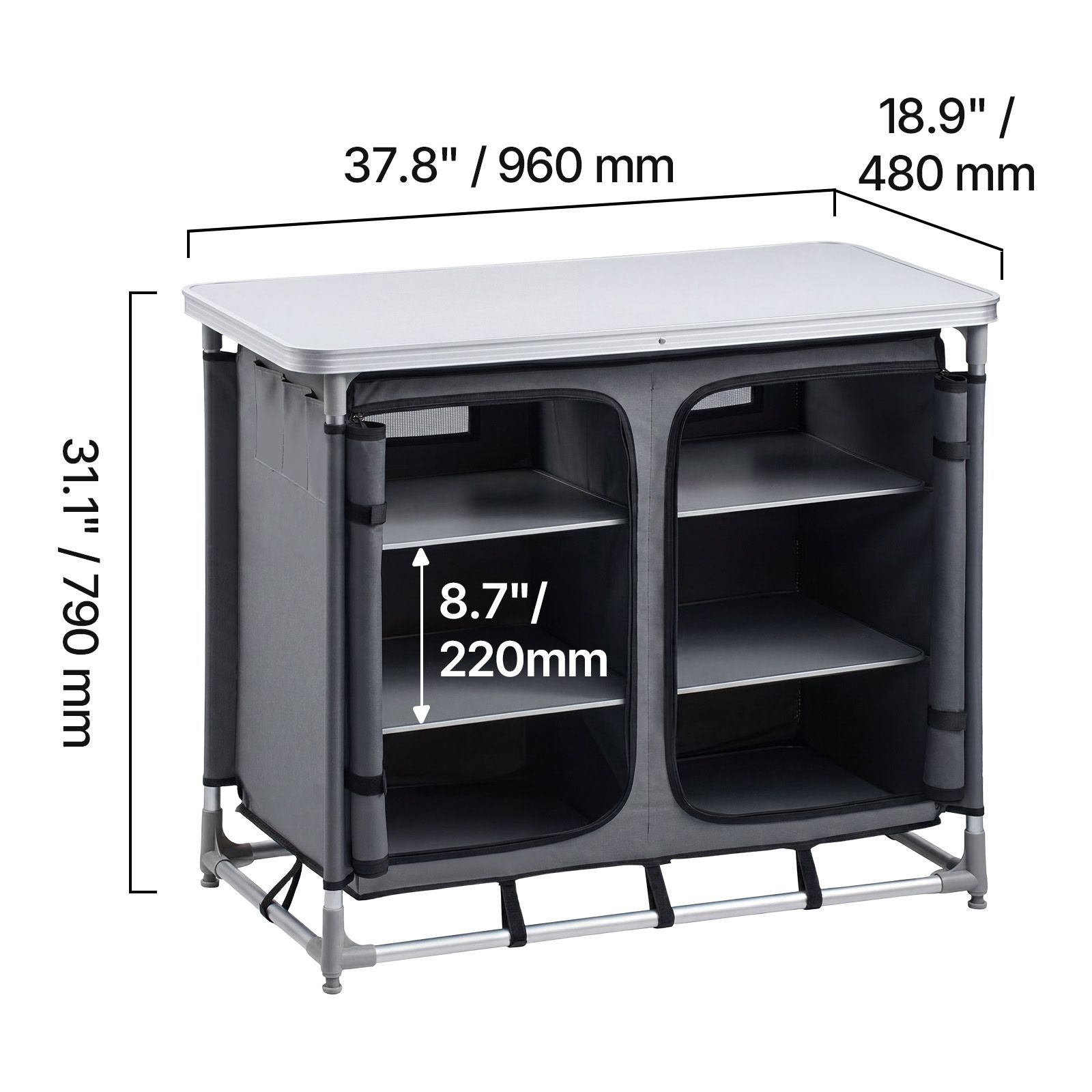 Camping Cooking Set Compact - 캠핑 수납 캐비닛, 야외 휴대용 알루미늄