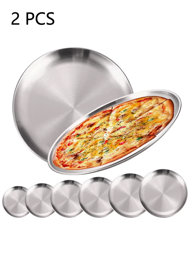Camping Cooking Meals - 2Pcs 스테인레스 스틸 라운드 실버 얕은