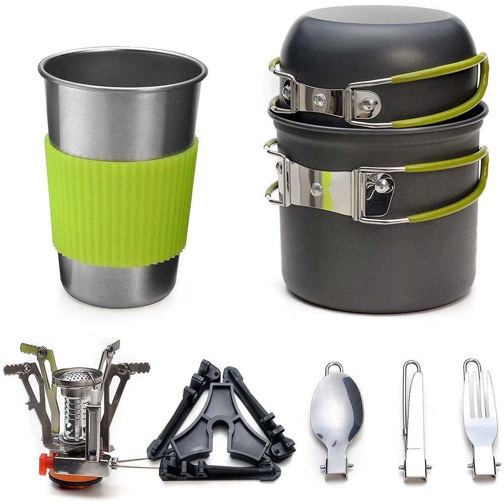 Camping Cooking Hardware - 스토브가있는 캠핑 조리기구 키트 야외 요리