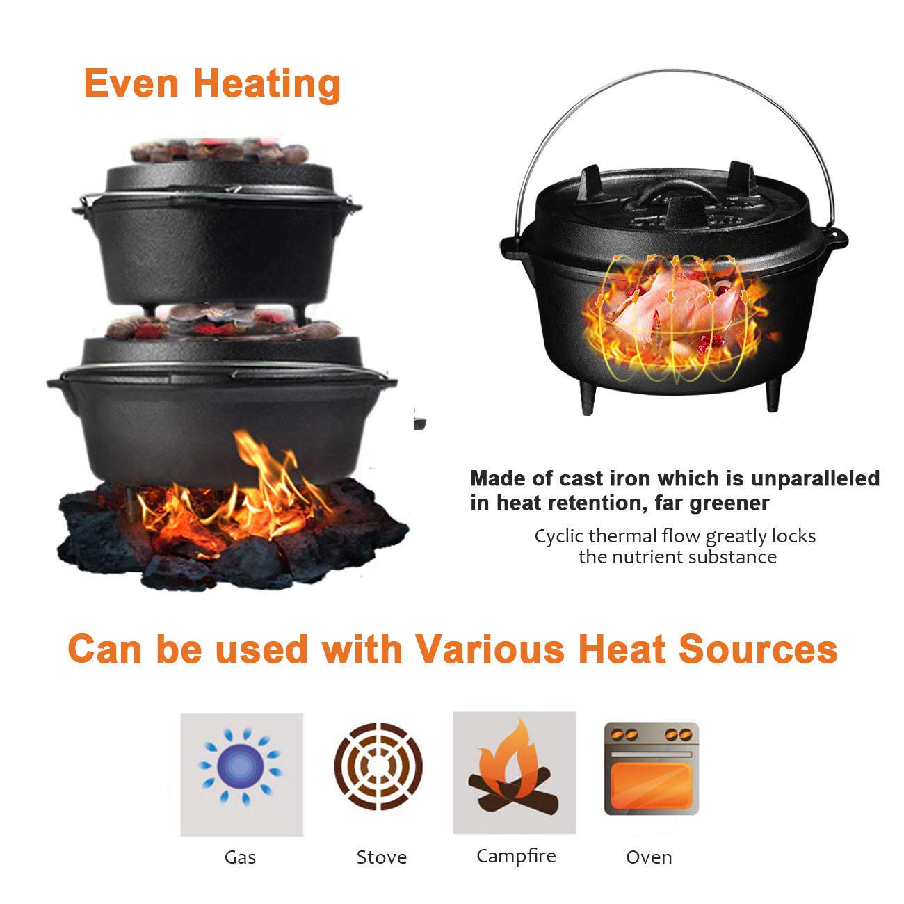 25cm 캠프 더치 오븐 사전 양념된 주철 뚜껑 캠핑  - Camping Cooking Dutch Oven 리뷰 및 가격