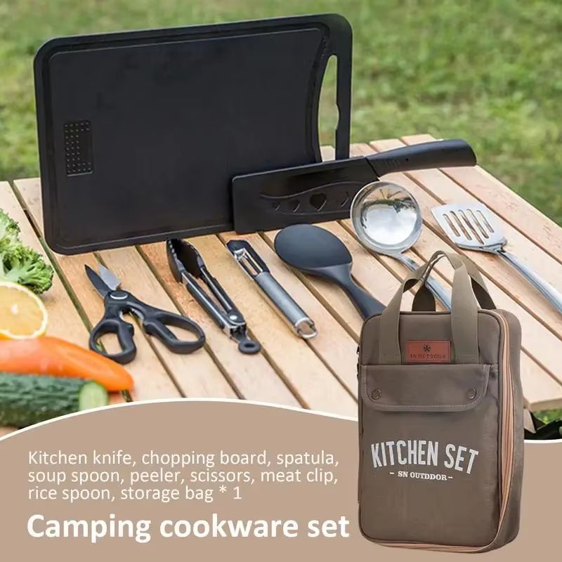 8pcs 캠핑 주방 조리기구 세트 휴대용 가방 야외 여 - Camping Cooking Utensils Storage 리뷰 및 가격