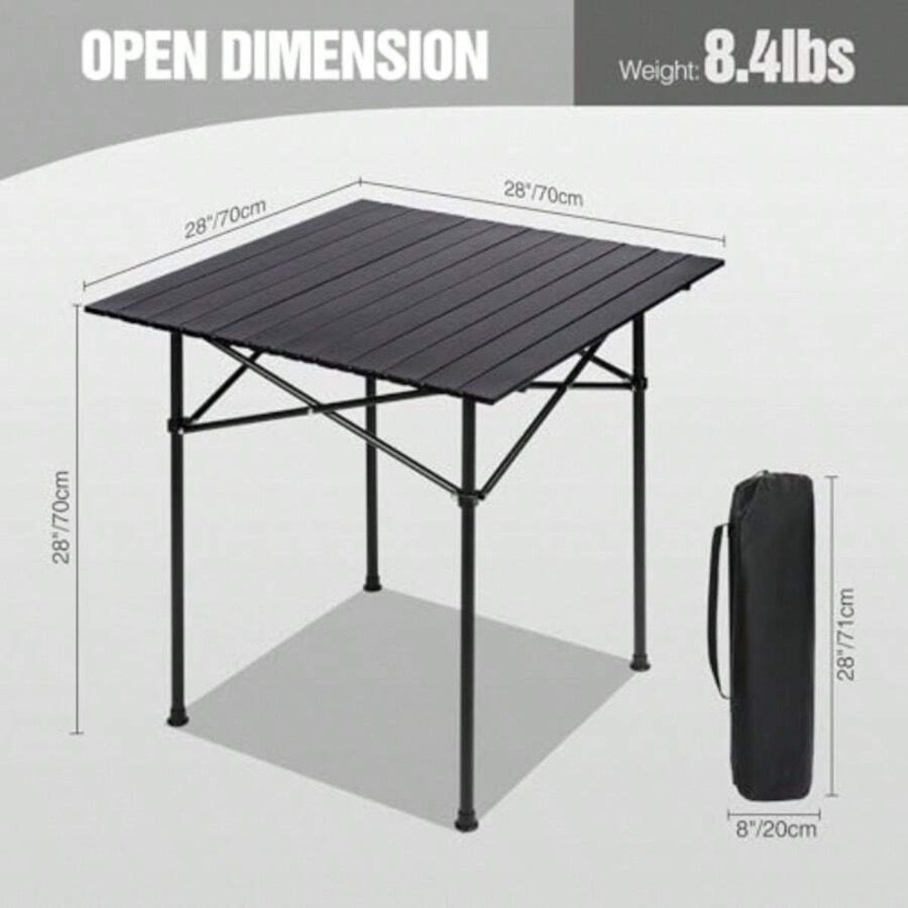 롤업 캠핑 테이블 사각형 28x28인치 경량 휴대용 접 - Camp Grill Portable Folding 리뷰 및 가격