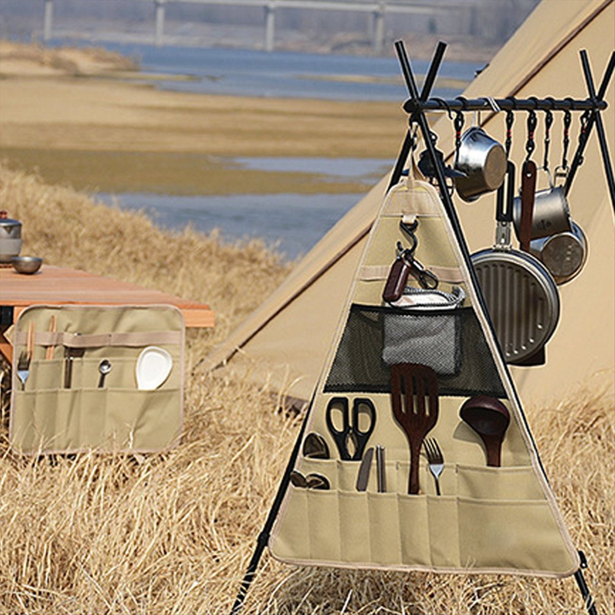 휴대용 캠핑 주방용품 정리 가방, 야외 요리를 위한 걸 - Camping Cooking Utensils Storage 리뷰 및 가격