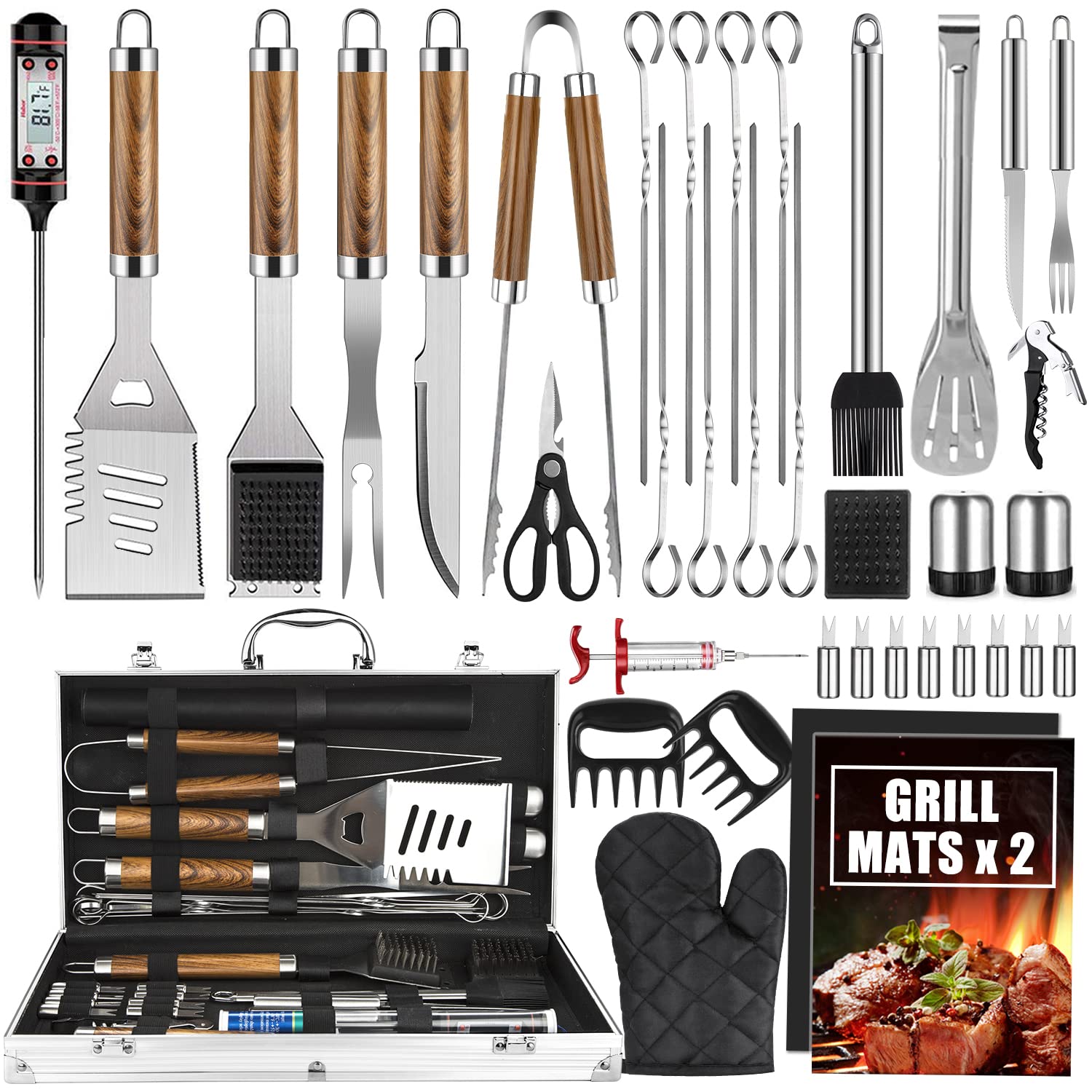 38PCS 바베큐 그릴 액세서리 세트 스테인레스 스틸  - Camping Cooking Accessories Set 리뷰 및 가격