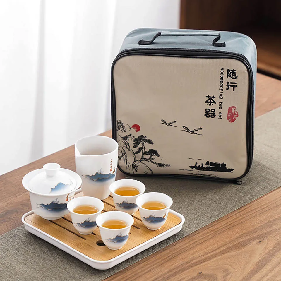 세라믹 중국 쿵푸 차 세트, 여행 캠핑에 적합 휴대용  - Camping Cooking Utensils Kit 리뷰 및 가격