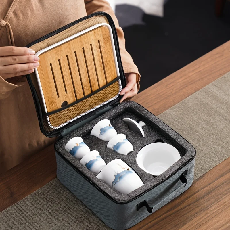 세라믹 중국 쿵푸 차 세트, 여행 캠핑에 적합 휴대용  - Camping Cooking Utensils Kit 리뷰 및 가격
