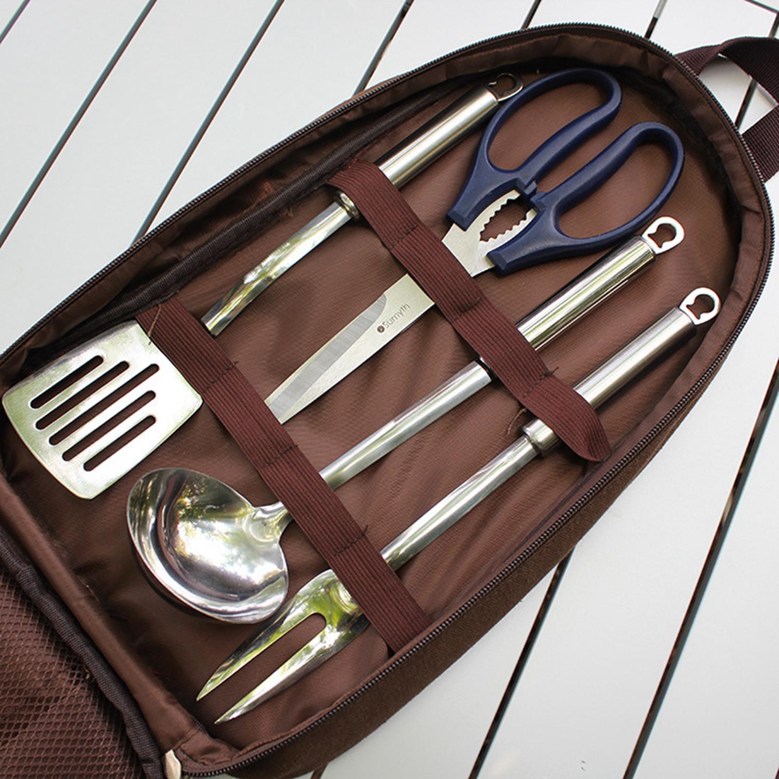7pcs 캠핑 주방기구 세트 운반 가방 바베큐 해변 하 - Camping Cooking Utensils Storage 리뷰 및 가격