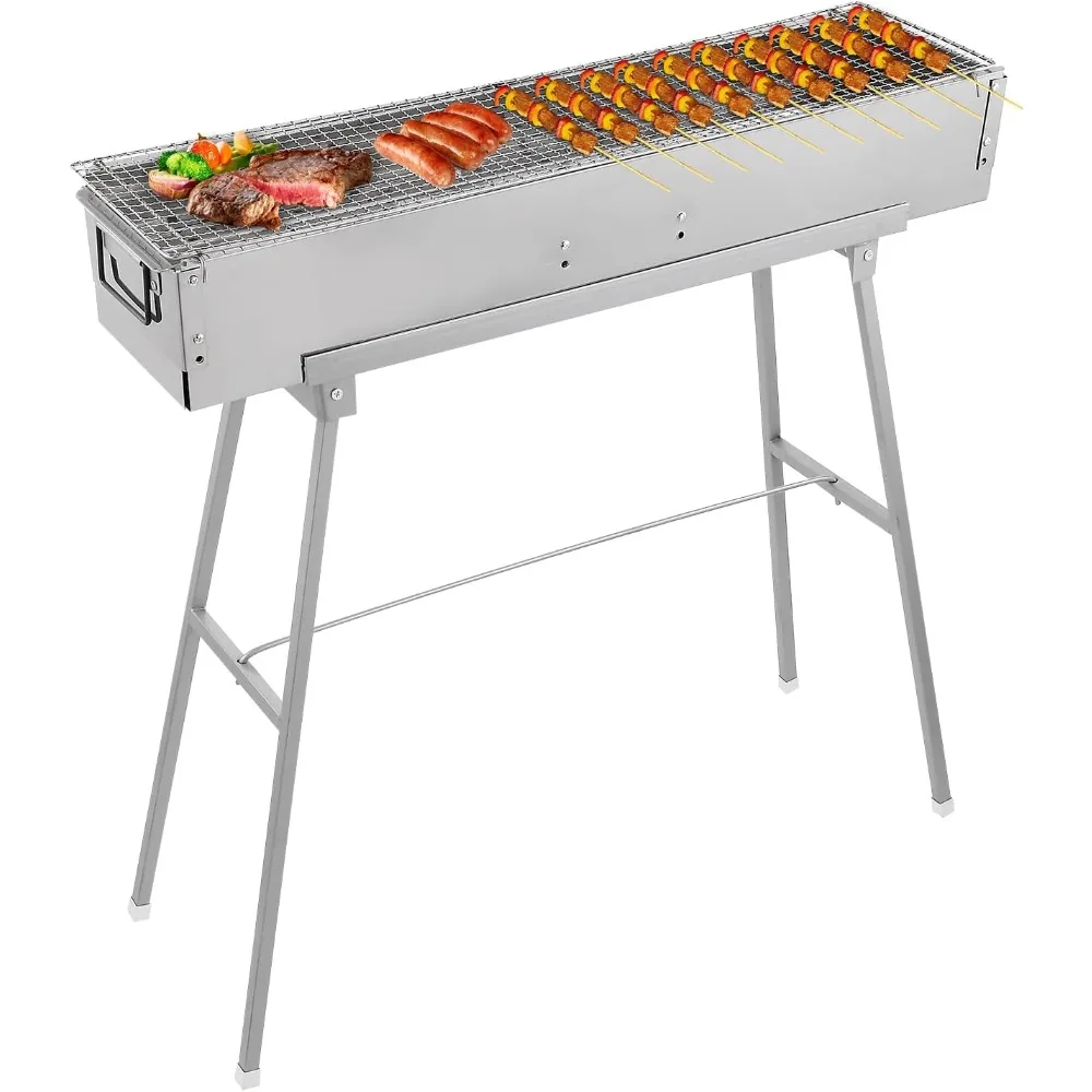휴대용 숯불 그릴, 32인치 x 8인치 스테인리스 접이 - Camp Grill Portable Folding 리뷰 및 가격