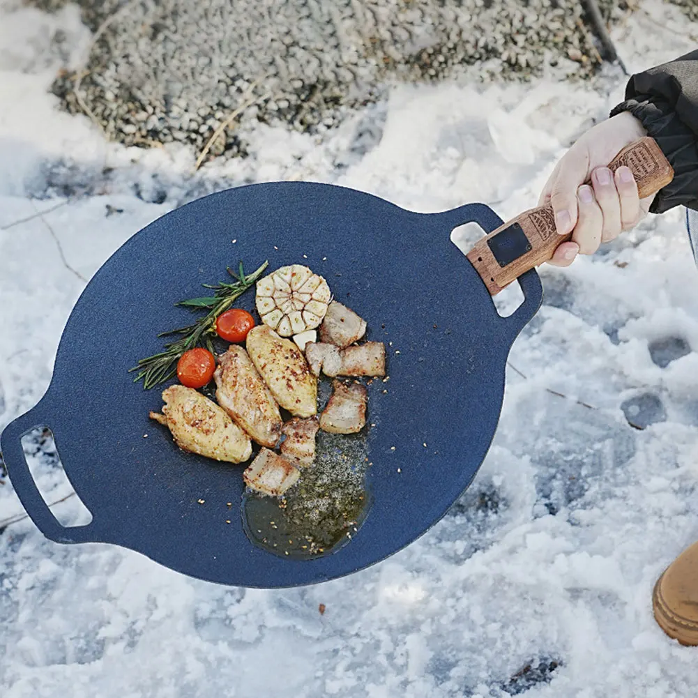 야외용 천연 나무 그릴 팬 손잡이 분리형 내열 방지 화 - Camping Cooking Hardware 리뷰 및 가격