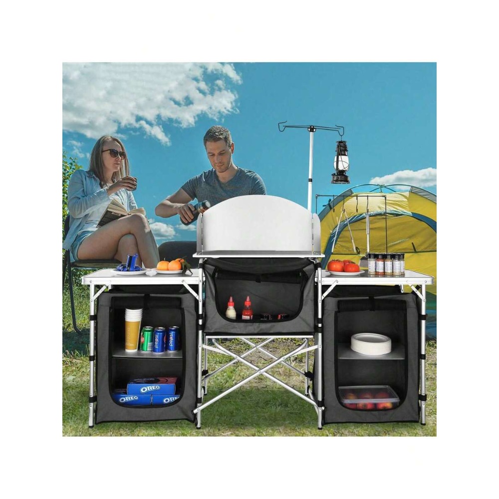 접이식 캠핑 키친 테이블 (3개 수납장 및 탈부착식 바 - Camping Cooking Cupboard 리뷰 및 가격