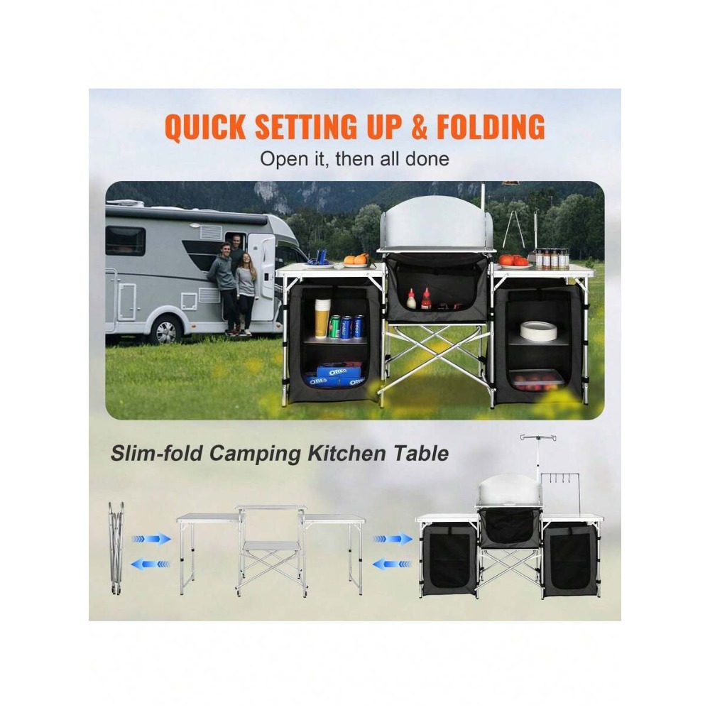 접이식 캠핑 키친 테이블 (3개 수납장 및 탈부착식 바 - Camping Cooking Cupboard 리뷰 및 가격