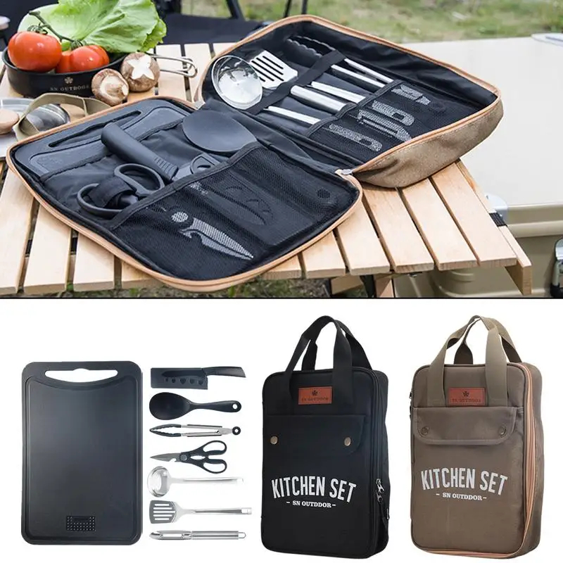 8종 캠핑 주방용품 세트 휴대용 야외 여행용품 스테인리 - Camping Cooking Utensils Storage 리뷰 및 가격
