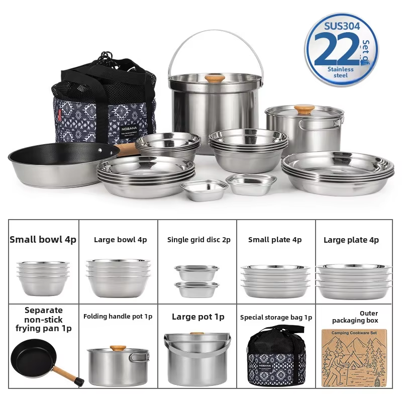 NOBANA 최신 야외 스테인레스 스틸 냄비 세트 캠핑 - Camping Cooking Hardware 리뷰 및 가격