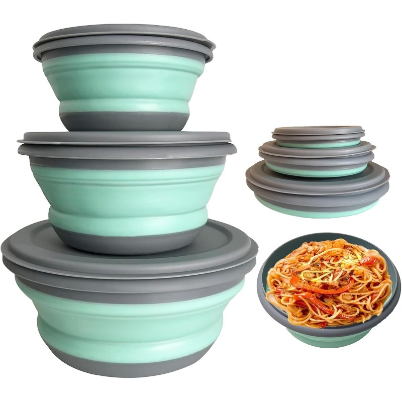 3개 실리콘 접이식 도시락 세트, 피크닉 캠핑 하이킹용 - Camping Cooking Dishes 리뷰 및 가격