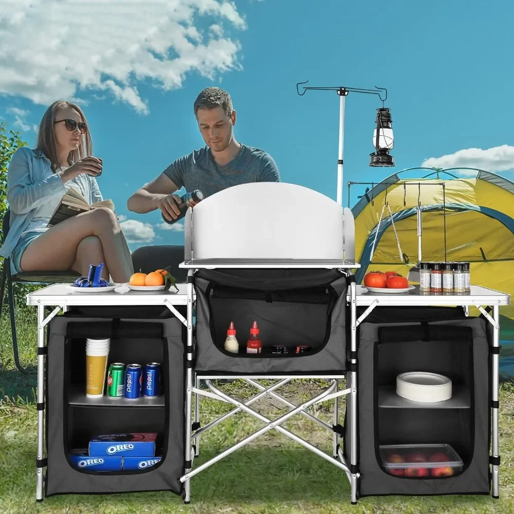 캠핑용 주방 테이블, 접이식 야외 조리대 (수납 휴대  - Camping Cooking Cupboard 리뷰 및 가격