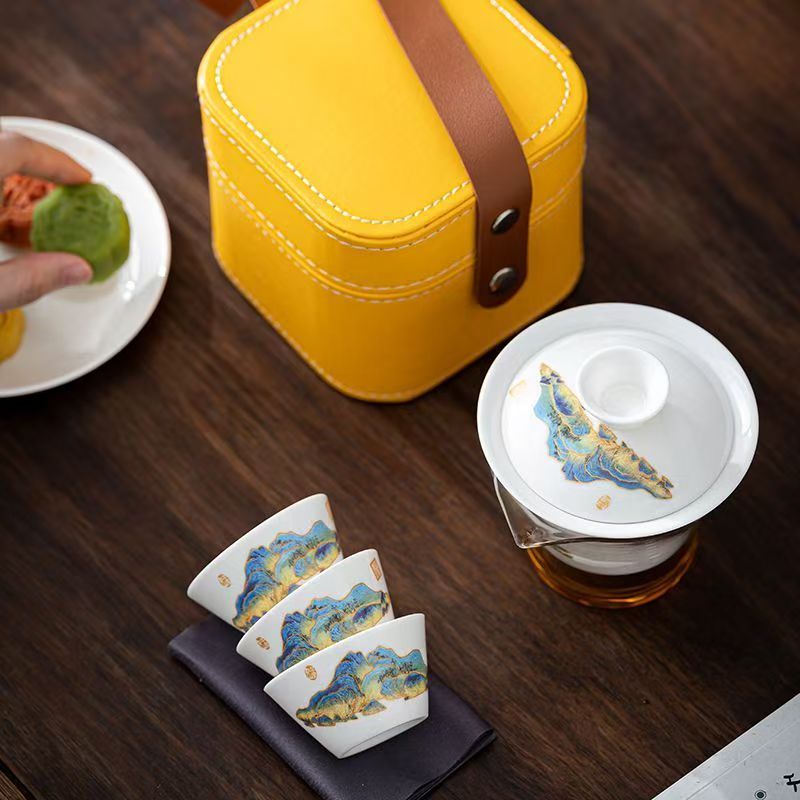 여행용 제이드 화이트 도자기 차 세트, 공푸 차 도구  - Camping Cooking Utensils Kit 리뷰 및 가격