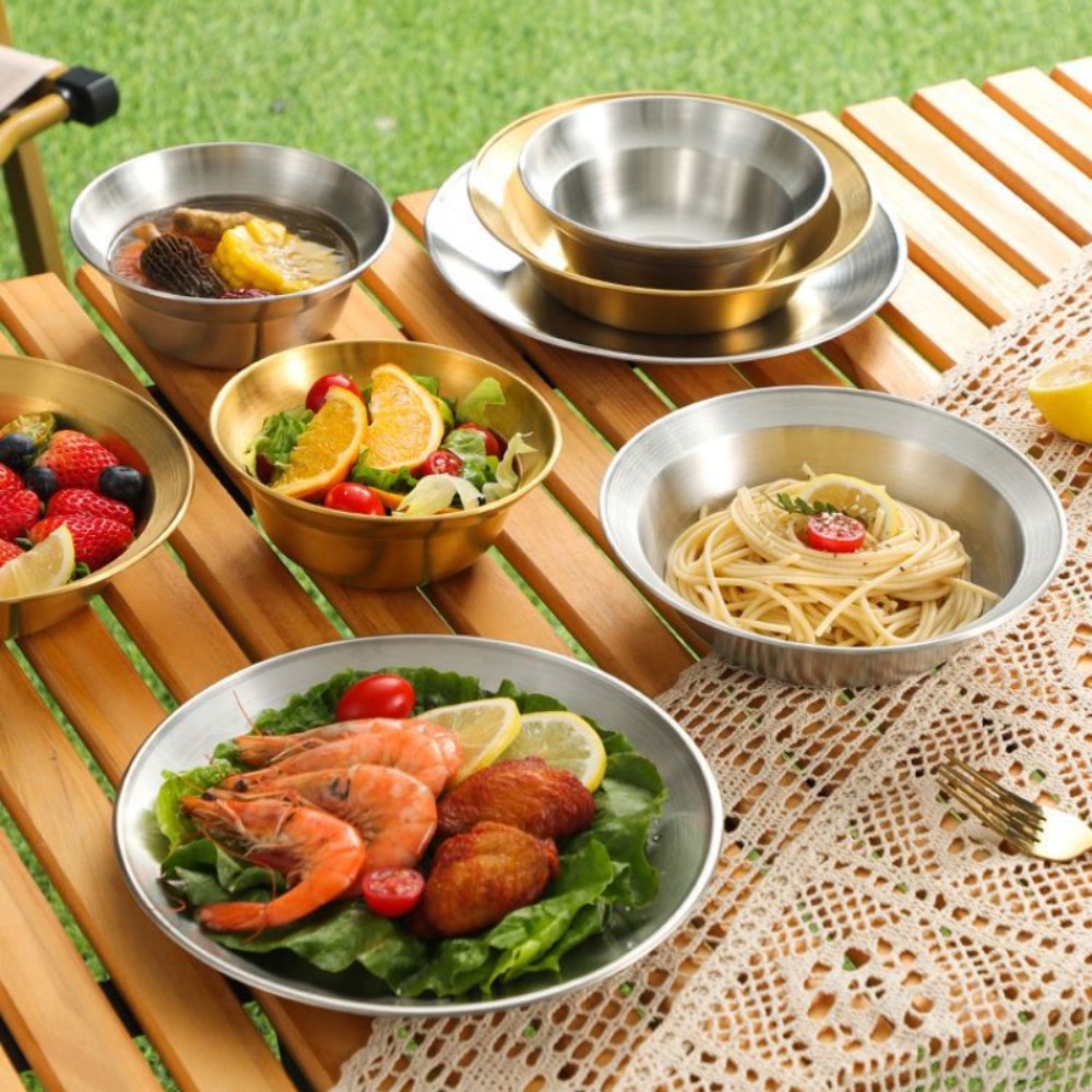 스테인리스 스틸 수저 세트 접시와 그릇 캠핑 세트 가정 - Camping Cooking Plate 리뷰 및 가격