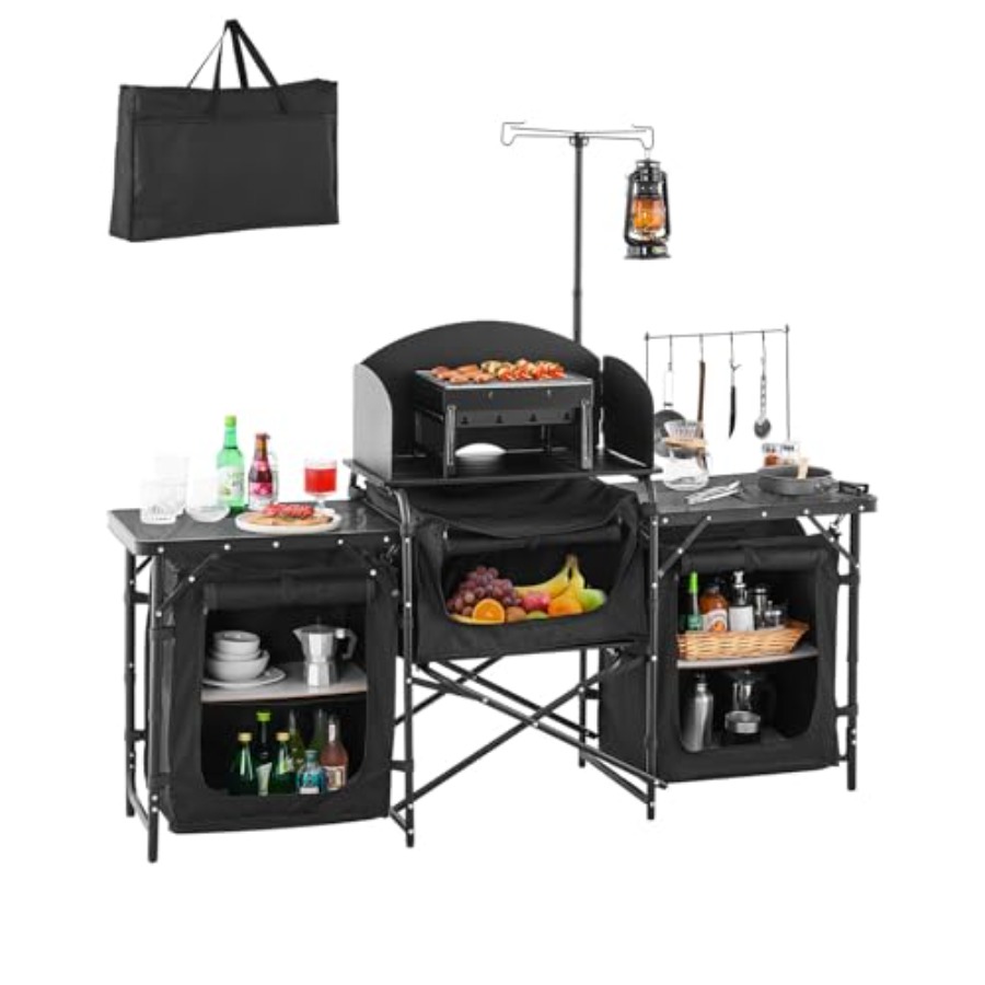 캠핑 키친 테이블, 야외 캠프 조리대, 알루미늄 휴대용 - Camping Cooking Cupboard 리뷰 및 가격