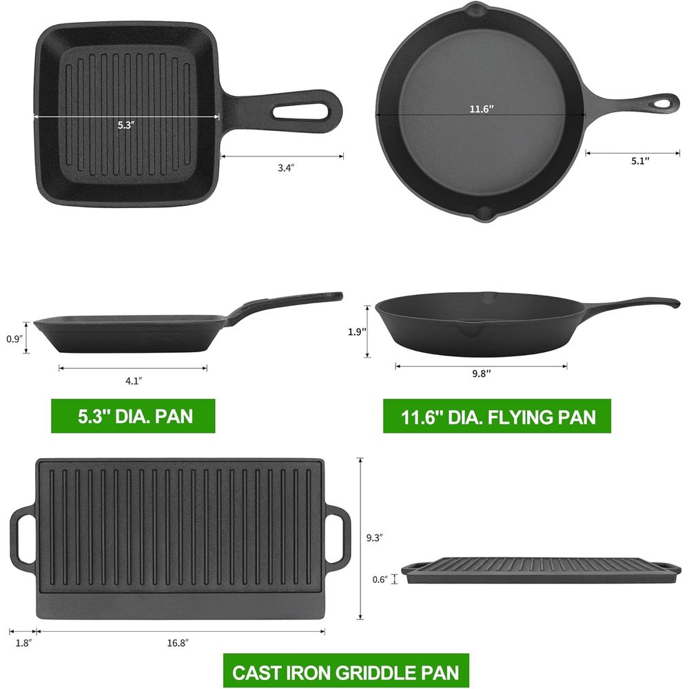 8종 프리시즈닝된 더치 오븐 쿠킹 세트, 주철 캠핑용  - Camping Cooking Dutch Oven 리뷰 및 가격