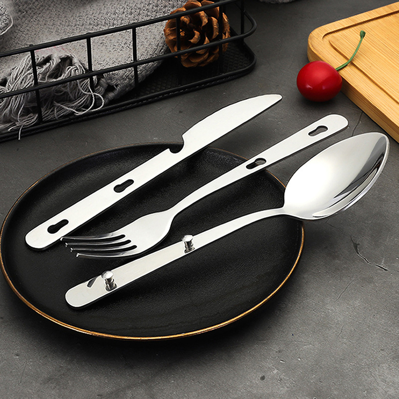3개/세트 휴대용 스테인리스 식기 접이식 나이프 수저  - Camping Cooking Knife Set 리뷰 및 가격